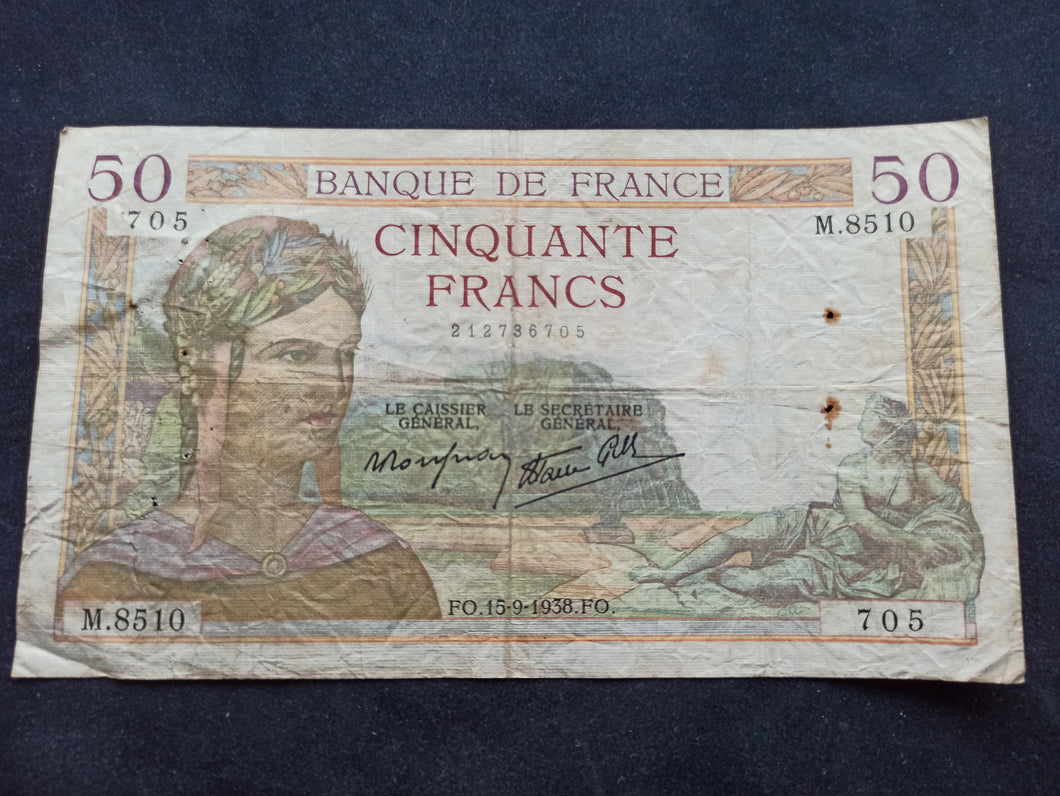 50 Francs Cérès (15-9-1938)