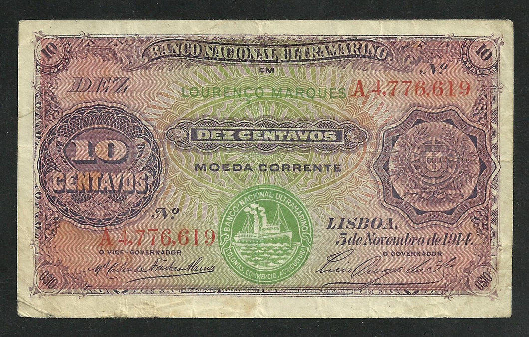 Mozambique : 10 Centavos 1914