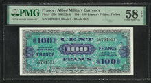 Charger l&#39;image dans la galerie, France : 100 Francs Allied Military 1944 ; PMG : Choice About UNC 58 (Ref 1944)
