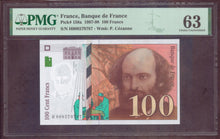 Charger l'image dans la galerie, France : 100 Francs Cezanne 1997 ; Pick 158a ; PMG : Choice UNC 63 (Ref 4120)
