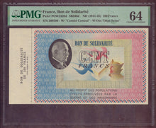 Charger l'image dans la galerie, France : 100 Francs Solidarité 1941-45 ; Pick SB336d PMG : UNC 64 (Ref 4145)
