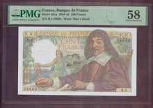 Charger l'image dans la galerie, France : 100 Francs Descartes 1942 ; Pick 101a ; PMG : Choice UNC 58 (Ref 4136)
