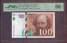 Charger l'image dans la galerie, France : 100 Francs Cezanne 1997 ; Pick 158a ; PMG : Gem UNC 66 (Ref 4119)
