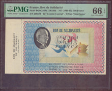 Charger l'image dans la galerie, France : 100 Francs Solidarité 1941-45 ; Pick SB336d PMG : Gem UNC 66 (Ref 4147)
