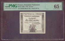 Charger l'image dans la galerie, France : 10 Sous 1793 ; Pick A68b PMG : Gem UNC 65 (Ref 4165)
