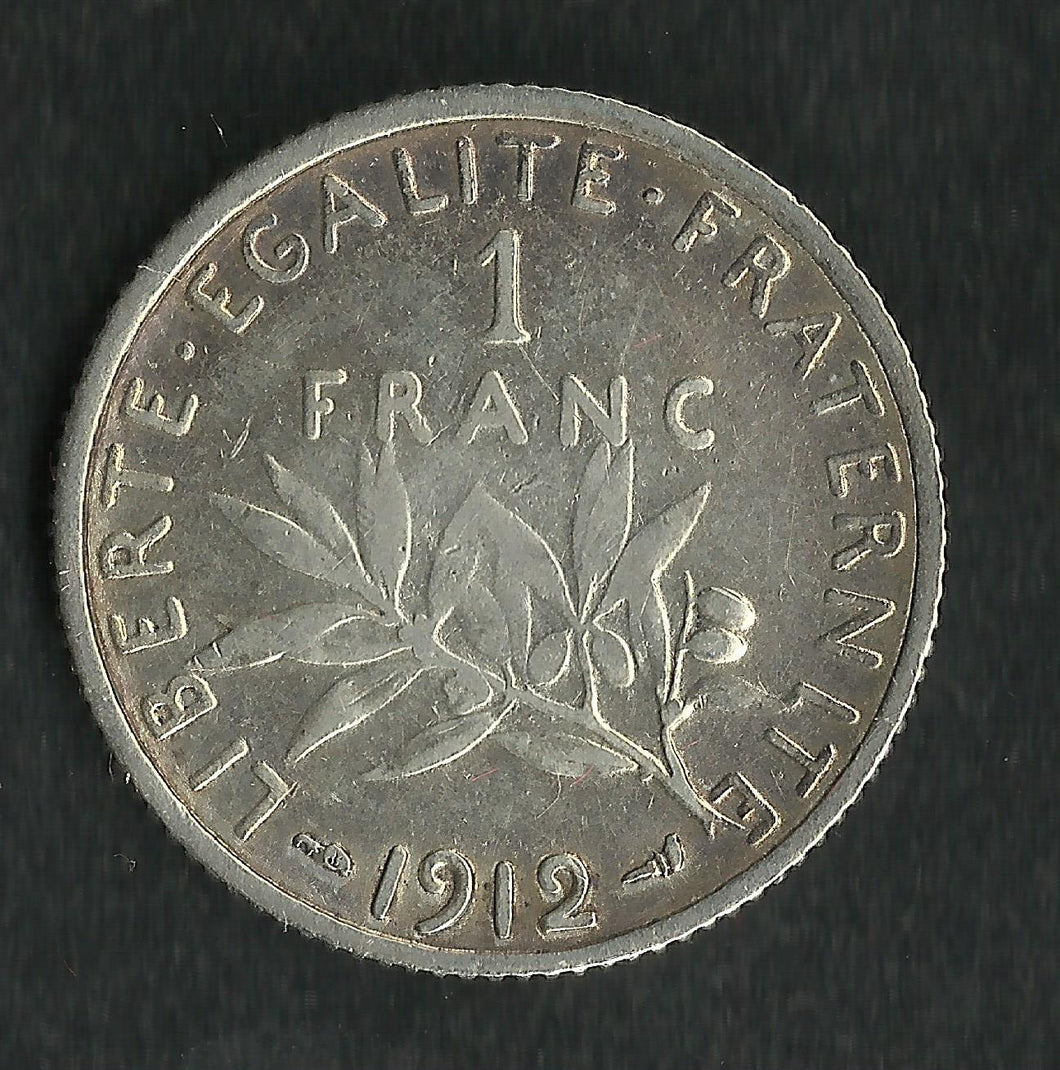 1 Franc Semeuse Argent 1912 (Ref24)
