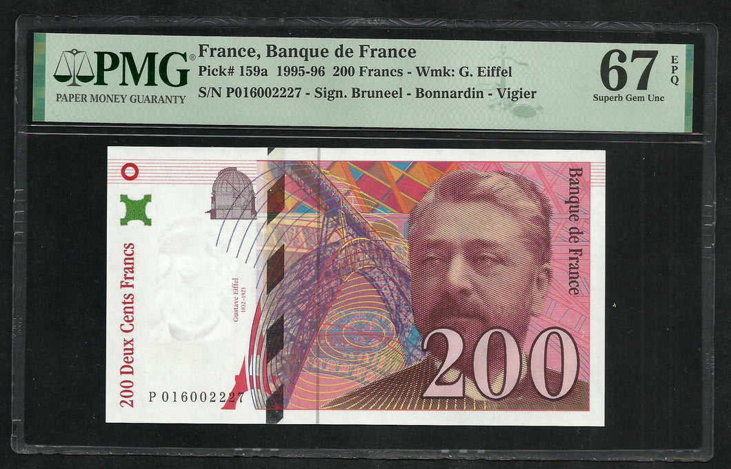 France : 200 Francs Eiffel 1996 ; PMG : Superb Gem UNC 67 ; EPQ