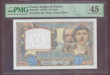 Charger l'image dans la galerie, France : 20 Francs Science 1941 ; Pick 92b ; PMG :  Choice UNC 45 (Ref 4133)
