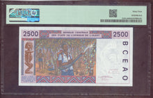 Charger l'image dans la galerie, West Africa : 2500 Francs 1994 C ; Pick 312Cc PMG : Choice UNC 64 (Ref 4172)
