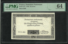 Charger l&#39;image dans la galerie, France : Assignat 25 Livres 1793 ; PMG : Choice UNC 64 (Ref 1986)
