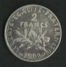 Charger l&#39;image dans la galerie, 2 Francs Semeuse Argent 1908 (Ref30)
