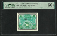 Charger l&#39;image dans la galerie, France : 2 Francs 1944 Allied Military ; PMG : Gem UNC 66 ; EPQ (Ref 1984)
