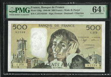 Charger l&#39;image dans la galerie, France : 500 Francs Pascal 1988 ; PMG : Choice UNC 64 (Ref 1991)
