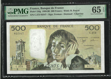 Charger l&#39;image dans la galerie, France : 500 Francs Pascal 1988 ; PMG : Gem UNC 65 (Ref 1992)
