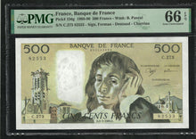 Charger l&#39;image dans la galerie, France : 500 Francs Pascal 1988 ; PMG : Gem UNC 66 (Ref 1993)
