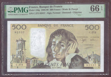 Charger l'image dans la galerie, France : 500 Francs Pascal 1988 ; Pick 156g PMG : Gem UNC 66 (Ref 4169)
