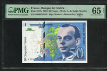 Charger l&#39;image dans la galerie, France : 50 Francs Exupéry 1993 ; PMG : Gem UNC 65 ; EPQ (Ref 1958)
