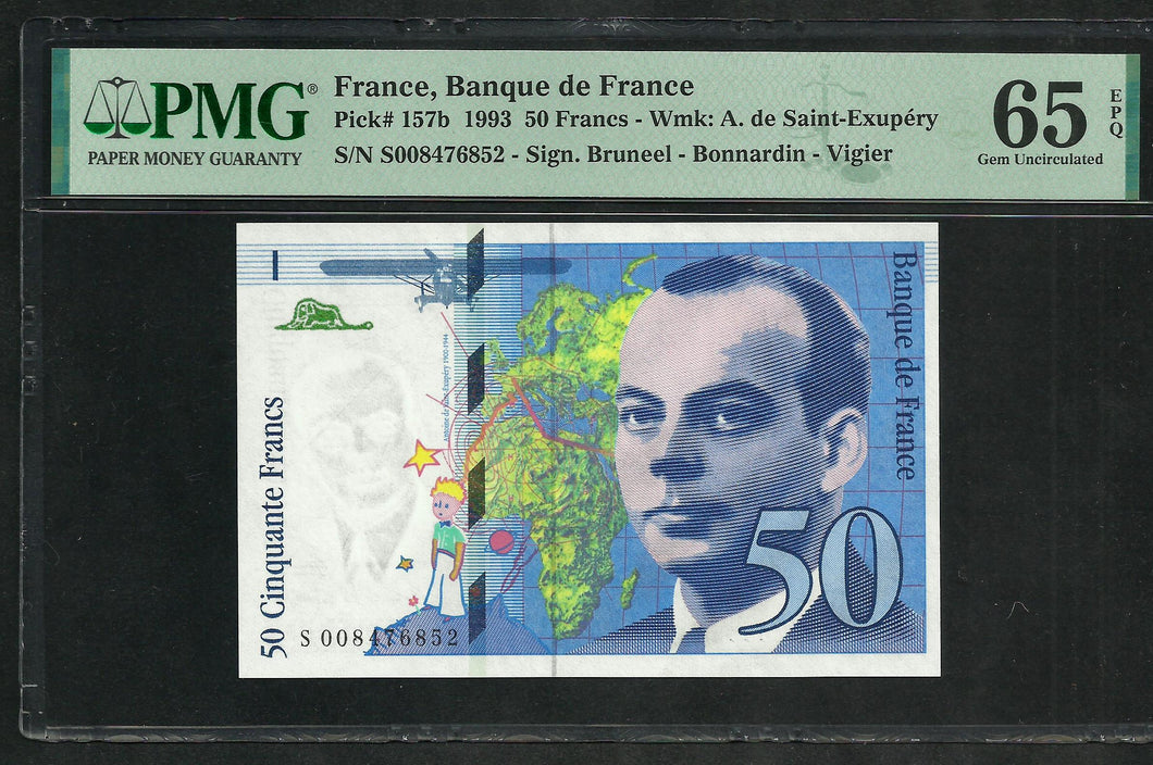 France : 50 Francs Exupéry 1993 ; PMG : Gem UNC 65 ; EPQ (Ref 1958)