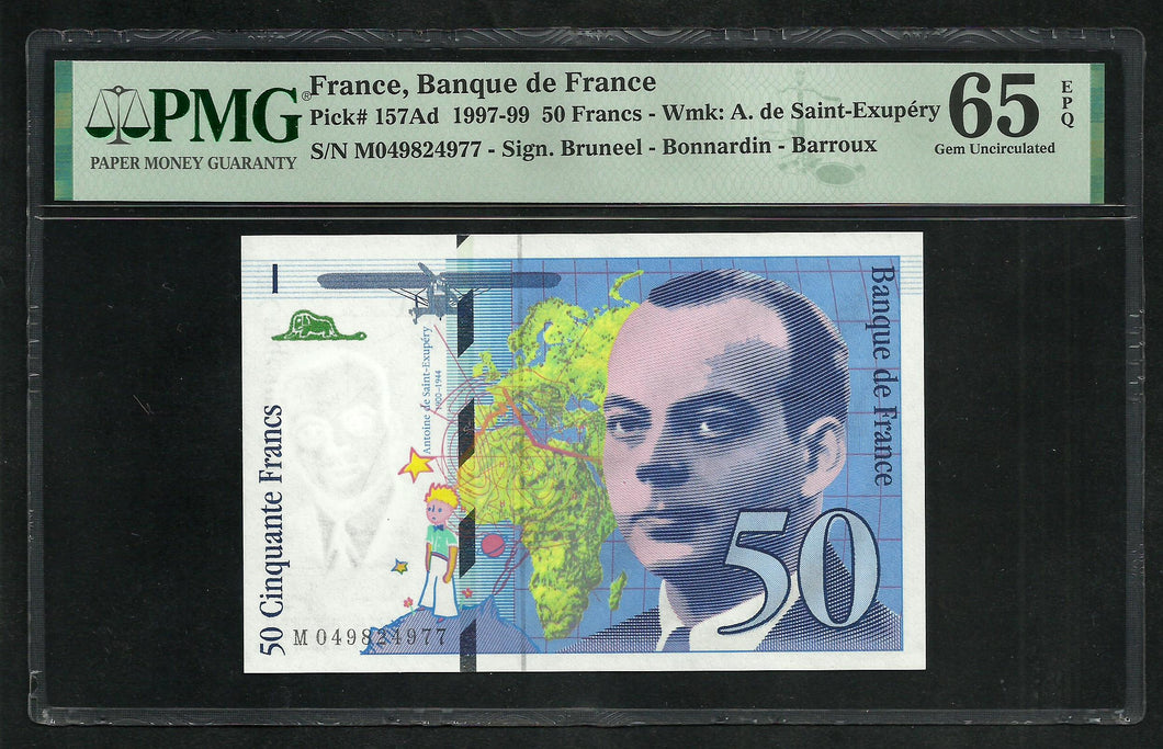 France : 50 Francs Saint Exupéry 1999 ; PMG : Gem UNC 65 ; EPQ