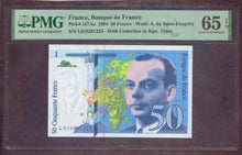 Charger l'image dans la galerie, France : 50 Francs Exupéry 1994 ; Pick 157Aa ; PMG : Gem UNC 65 (Ref 4130)
