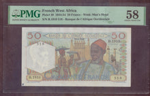 Charger l'image dans la galerie, West Africa : 50 Francs 1948 ; Pick 39 ; PMG : Choice UNC 58 (Ref 4110)
