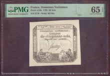 Charger l'image dans la galerie, France : 50 Sols 1793 ; Pick A70b PMG : Gem UNC 65 (Ref 4160)

