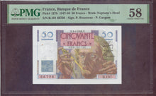 Charger l'image dans la galerie, France : 50 Francs Verrier 1948 ; Pick 127b PMG : Choice UNC 58 (Ref 4143)
