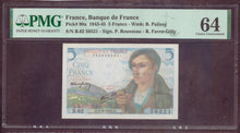 Charger l'image dans la galerie, France : 5 Francs Berger 1943 ; Pick 98a ; PMG :  Choice UNC 64 (Ref 4134)
