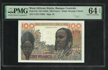 Charger l&#39;image dans la galerie, West Africa : 100 Francs 1959 ; PMG : Choice UNC 64 ; EPQ
