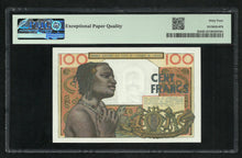 Charger l&#39;image dans la galerie, West Africa : 100 Francs 1959 ; PMG : Choice UNC 64 ; EPQ
