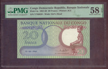 Charger l'image dans la galerie, Congo : 20 Francs 1962 ; Pick 4a ; PMG : Choice UNC 58 (Ref 4181)
