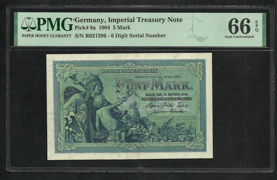 Germany : 5 Mark 1904 ; PMG : Gem UNC 66 ; EPQ