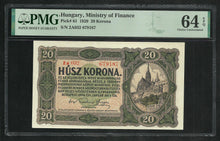 Charger l&#39;image dans la galerie, Hungary : 20 Korona 1920 ; PMG : Choice Unc 64 ; EPQ
