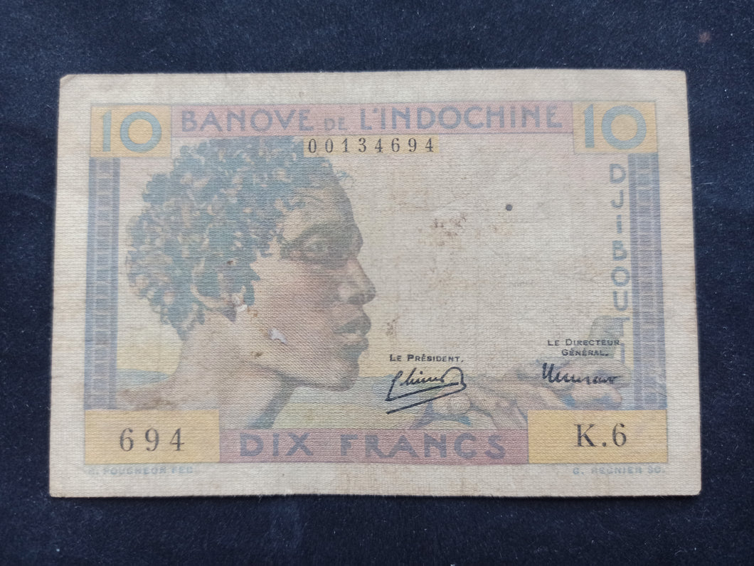 Indochine, Djibouti : 10 Francs 1946