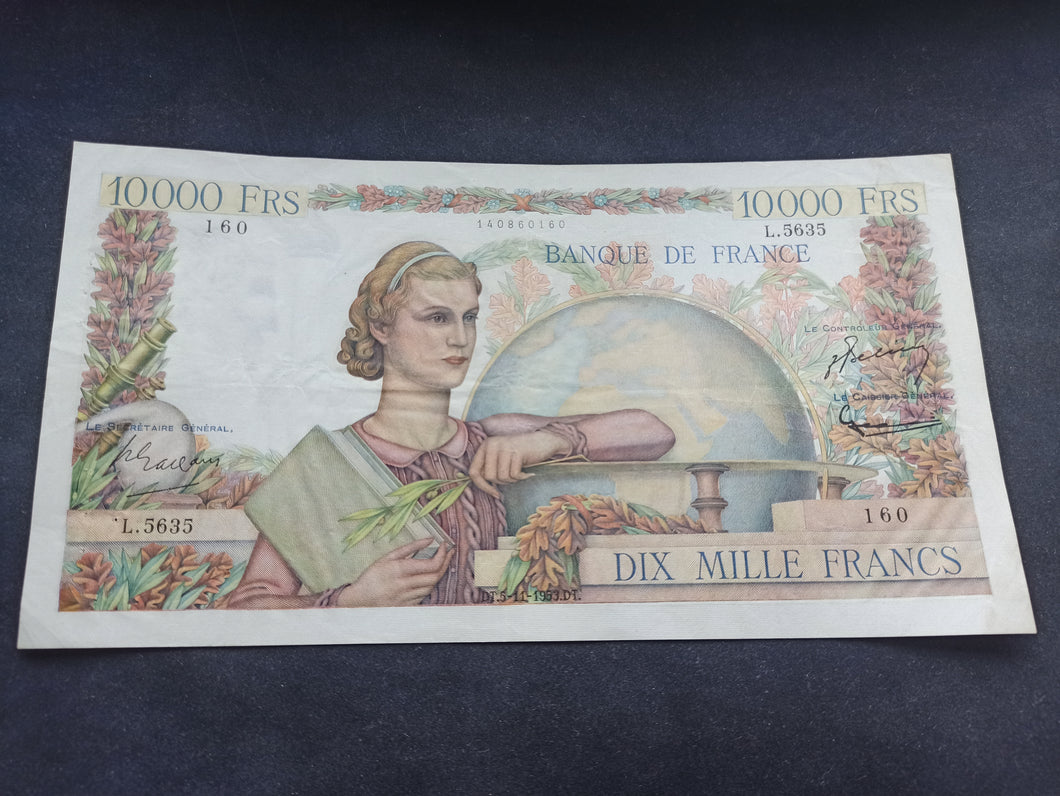 10000 Francs Génie (5-11-1953) Belle Qualité