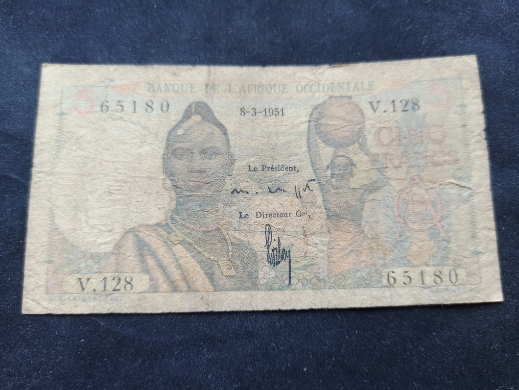 Afrique Occidentale : 5 Francs (8-3-1951)