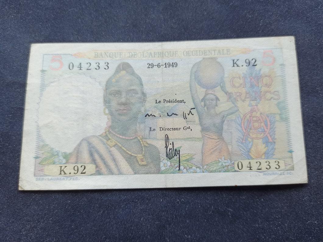 Afrique Occidentale : 5 Francs (29-6-1949)