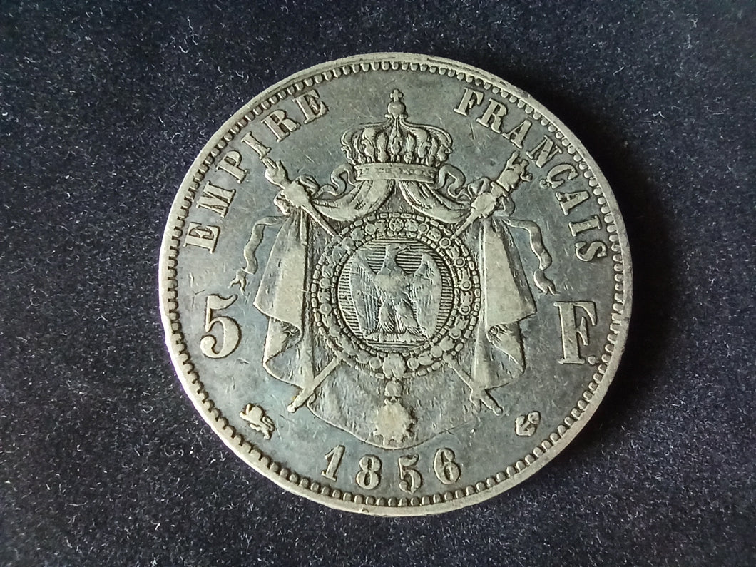 5 Francs Argent Napoléon III Tête Nue 1856 D
