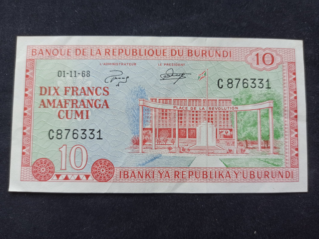 Colonies françaises : Burundi : 10 Francs 1968 (Ref54)