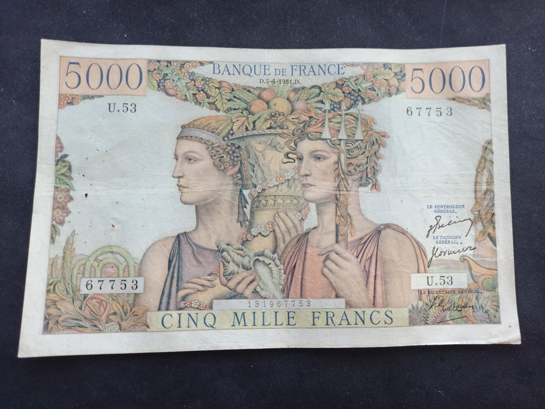 5000 Francs Terre & Mer (5-4-1951) Ref 141