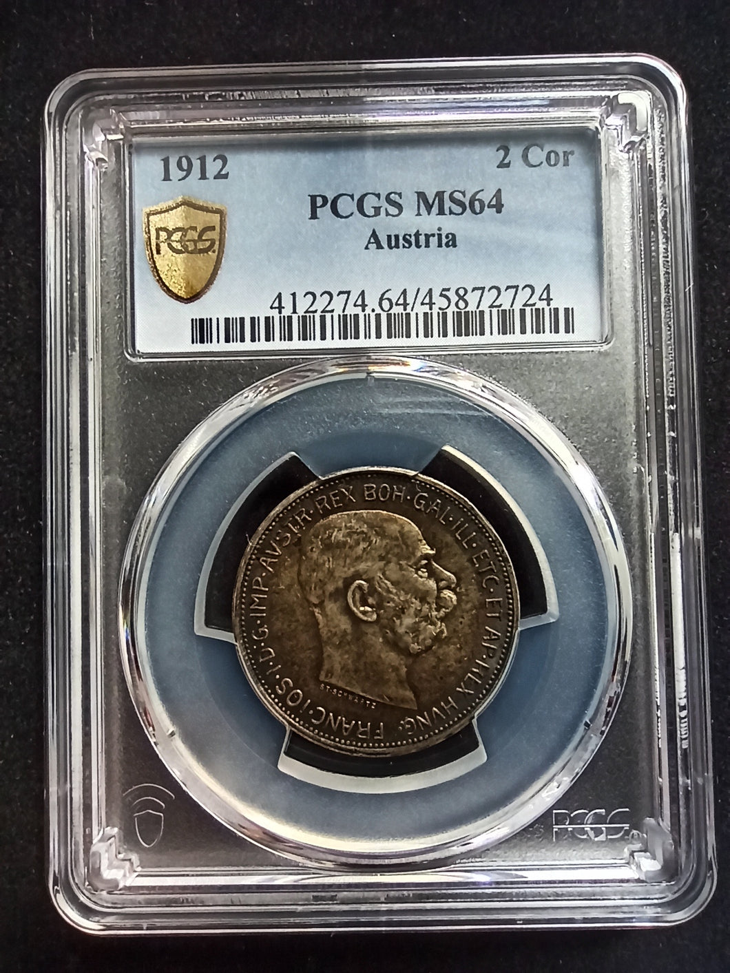 Austria : 2 Corona 1912 Silver ; PCGS : MS 64