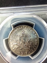 Charger l&#39;image dans la galerie, France : 2 Francs Semeuse Silver 1917 ; PCGS : MS 63
