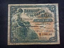 Charger l&#39;image dans la galerie, Congo Belge : 5 Francs 1947  (Ref 255)
