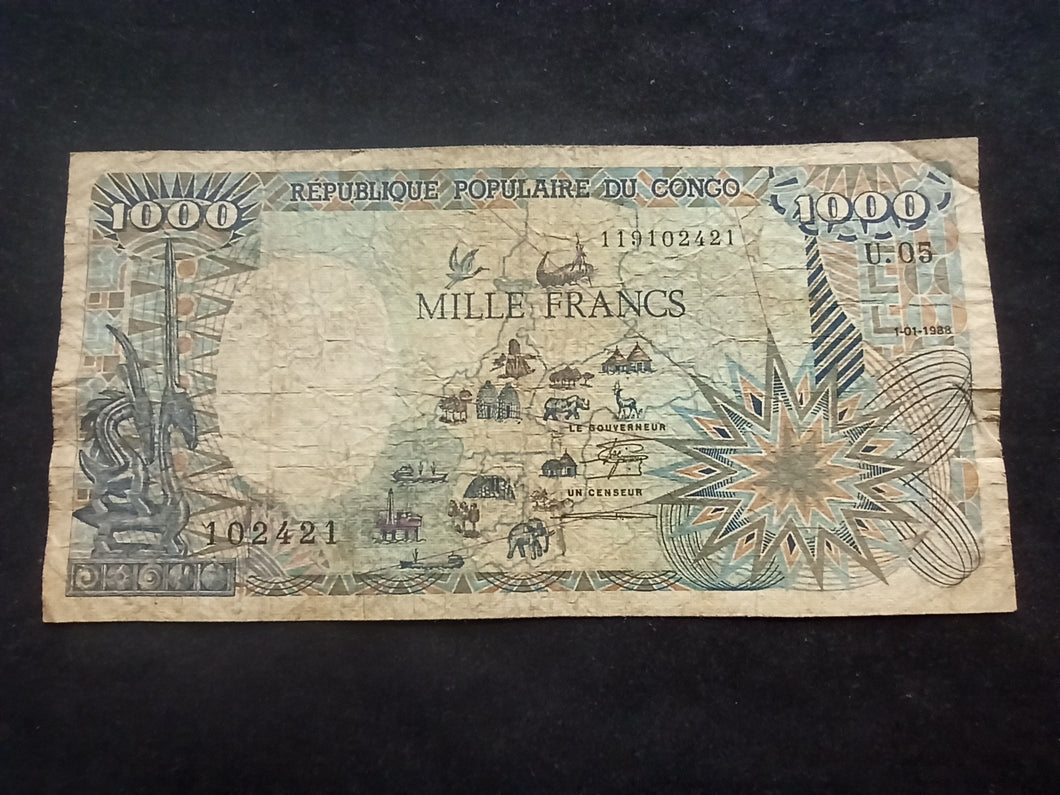 Congo : 1000 Francs 1988 (Ref 245)