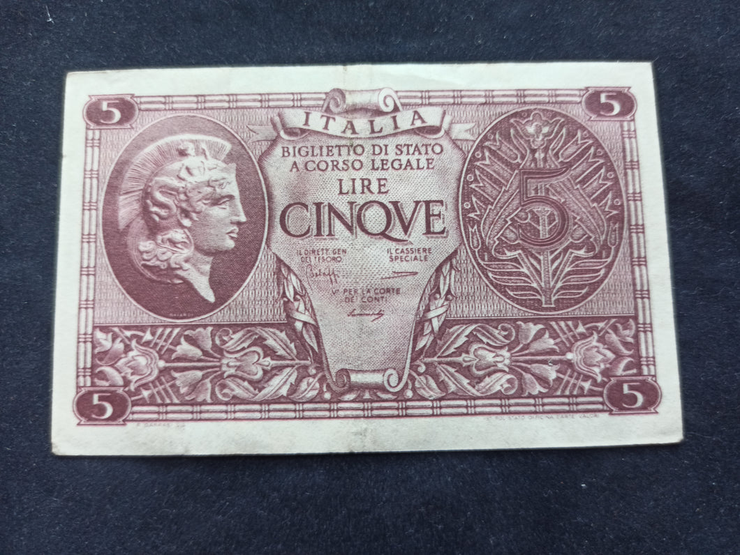 Italie : 5 Lire 1944 (Ref 304)