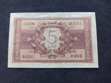 Charger l&#39;image dans la galerie, Italie : 5 Lire 1944 (Ref 304)
