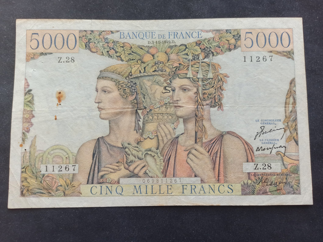 5000 Francs Terre & Mer (3-11-1949) (Ref 336)