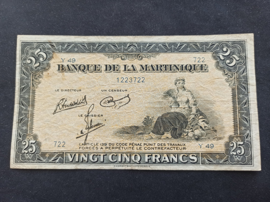 Martinique : 25 Francs 1943 (Ref 339)
