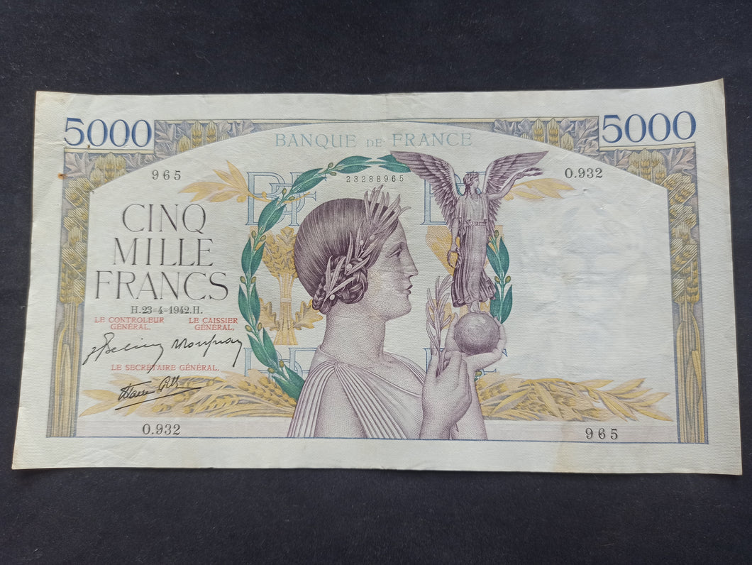 5000 Francs Victoire (23-4-1942) (Ref 348)