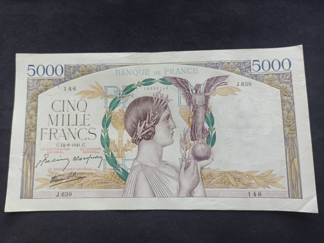 5000 Francs Victoire (14-8-1941) (Ref 354)